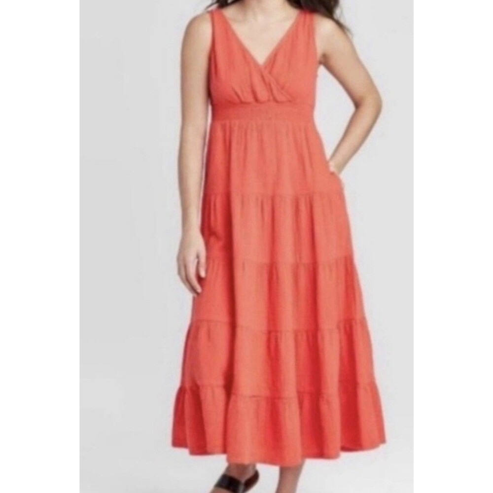 Universal Thread Coral Tiered Maxi Dress